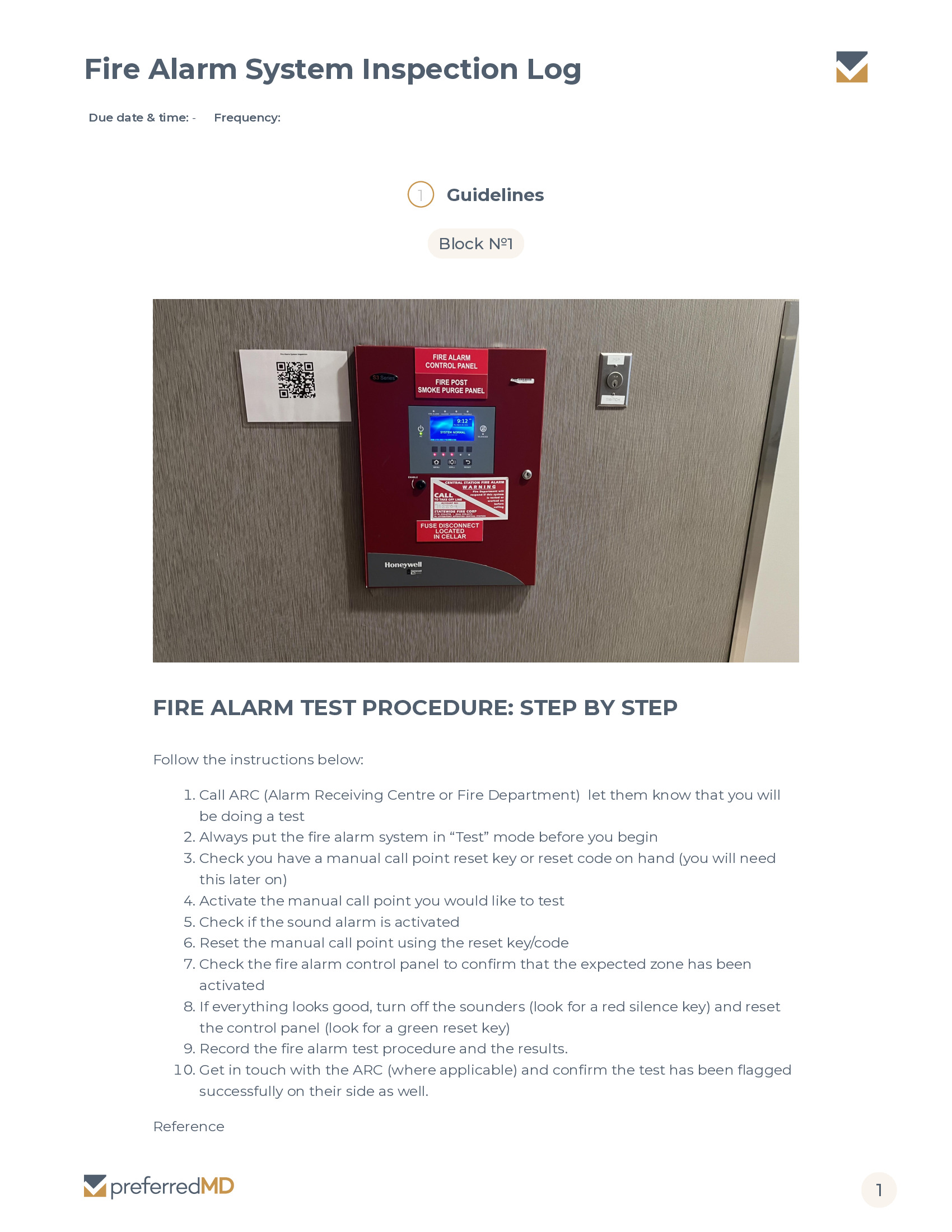 Fire Alarm System Inspection Log template PDF