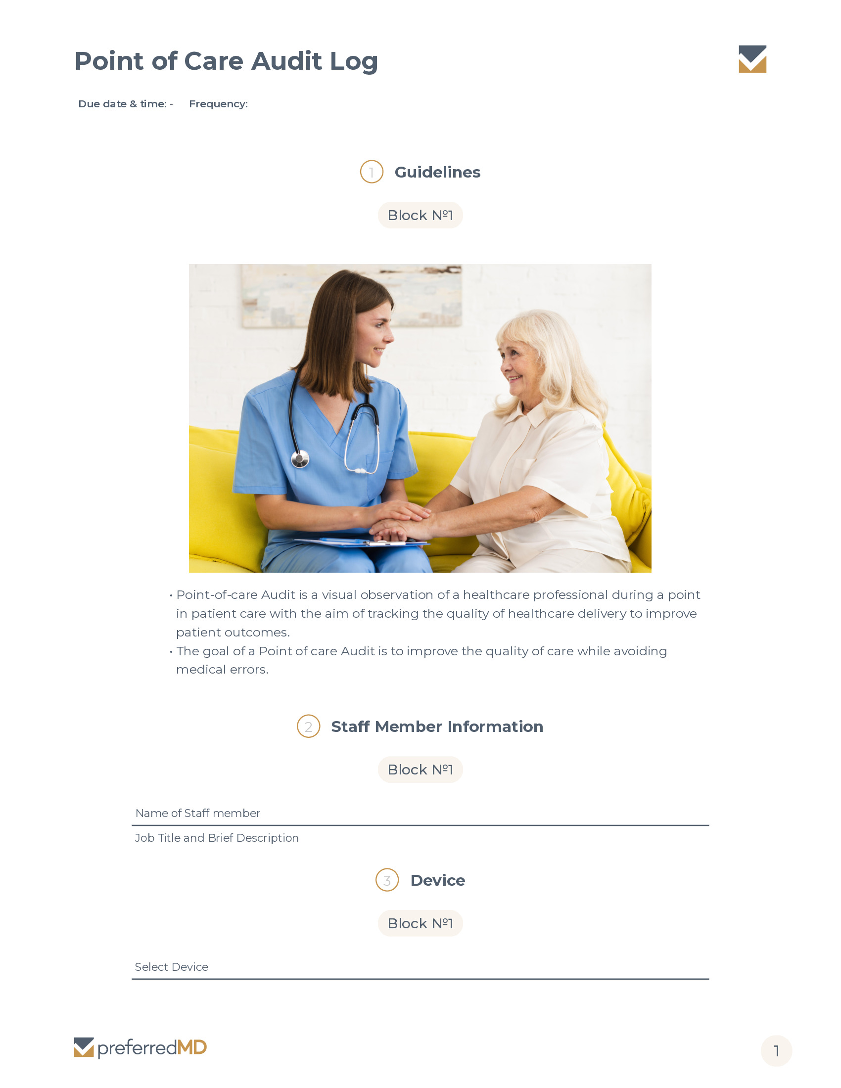 Point of Care Audit Log template PDF