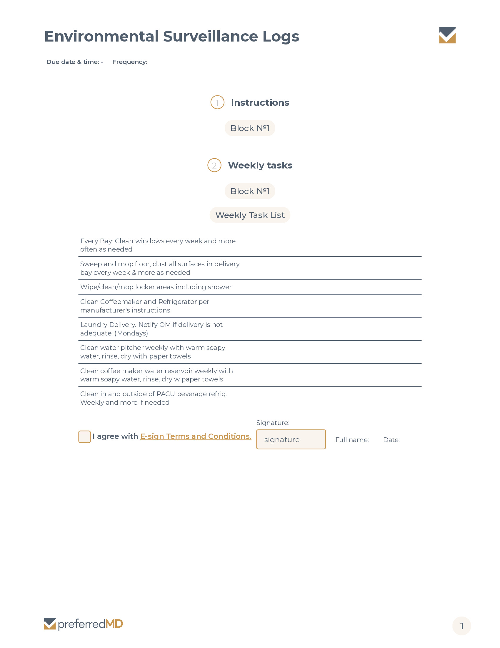 Weekly Environmental Surveillance Log template PDF