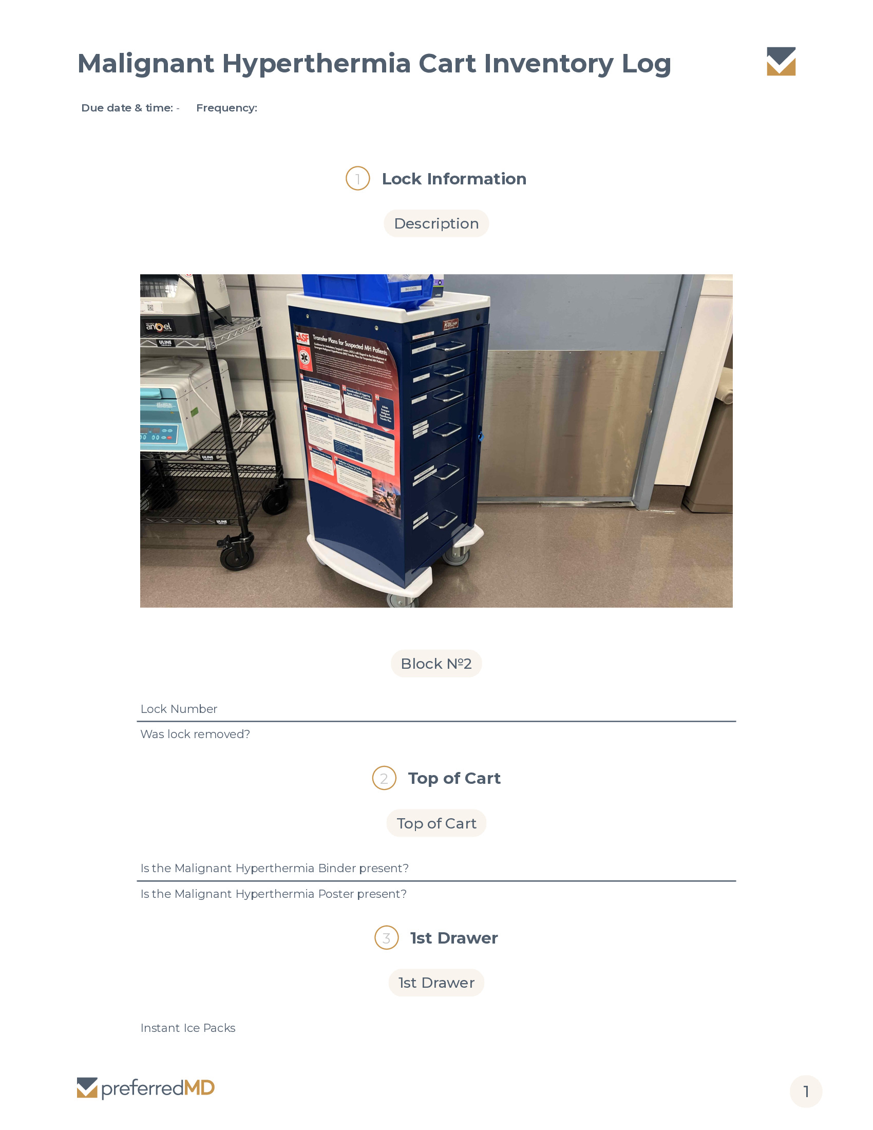 Malignant Hyperthermia Cart Inventory Log template PDF
