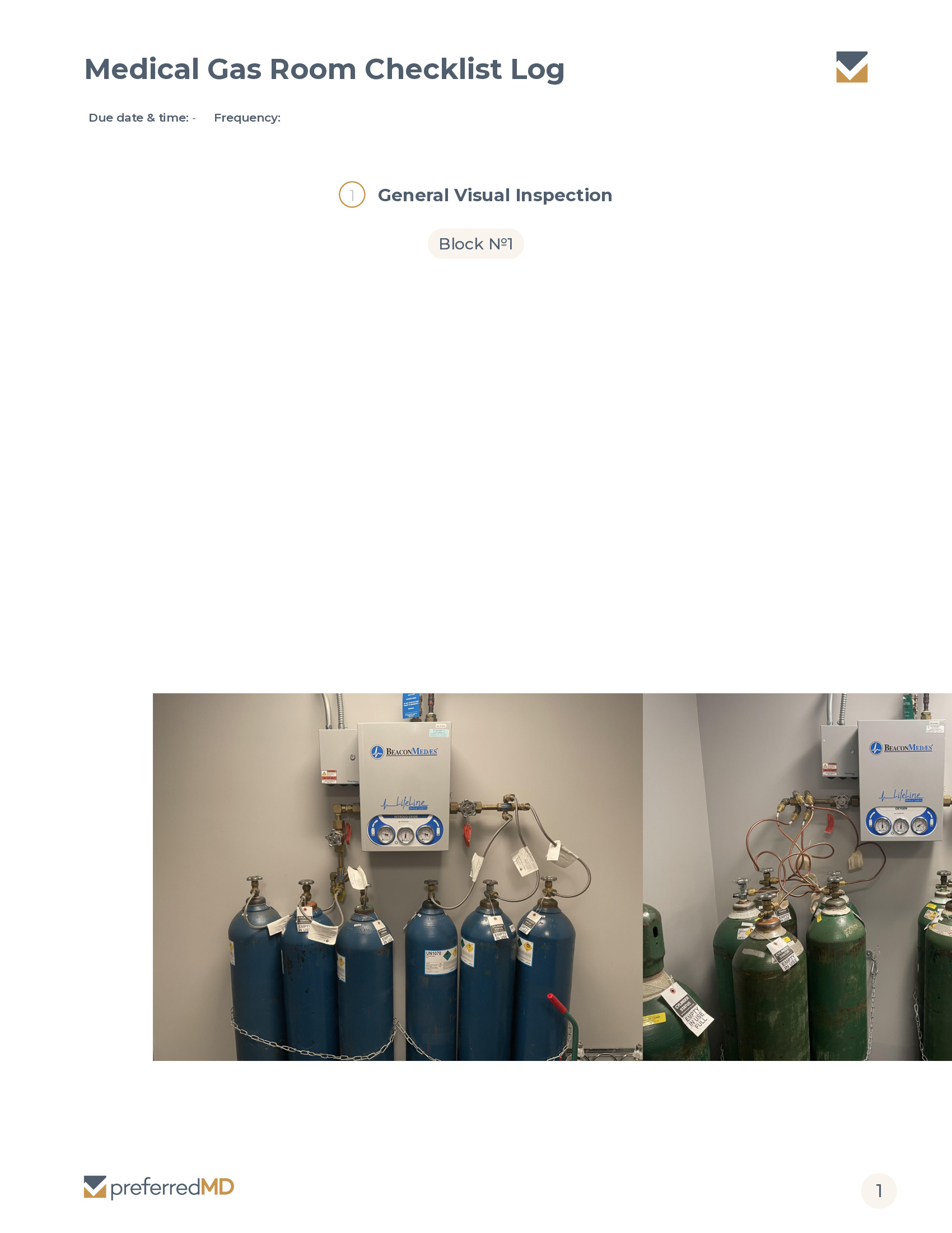 Medical Gas Room Checklist Log template PDF