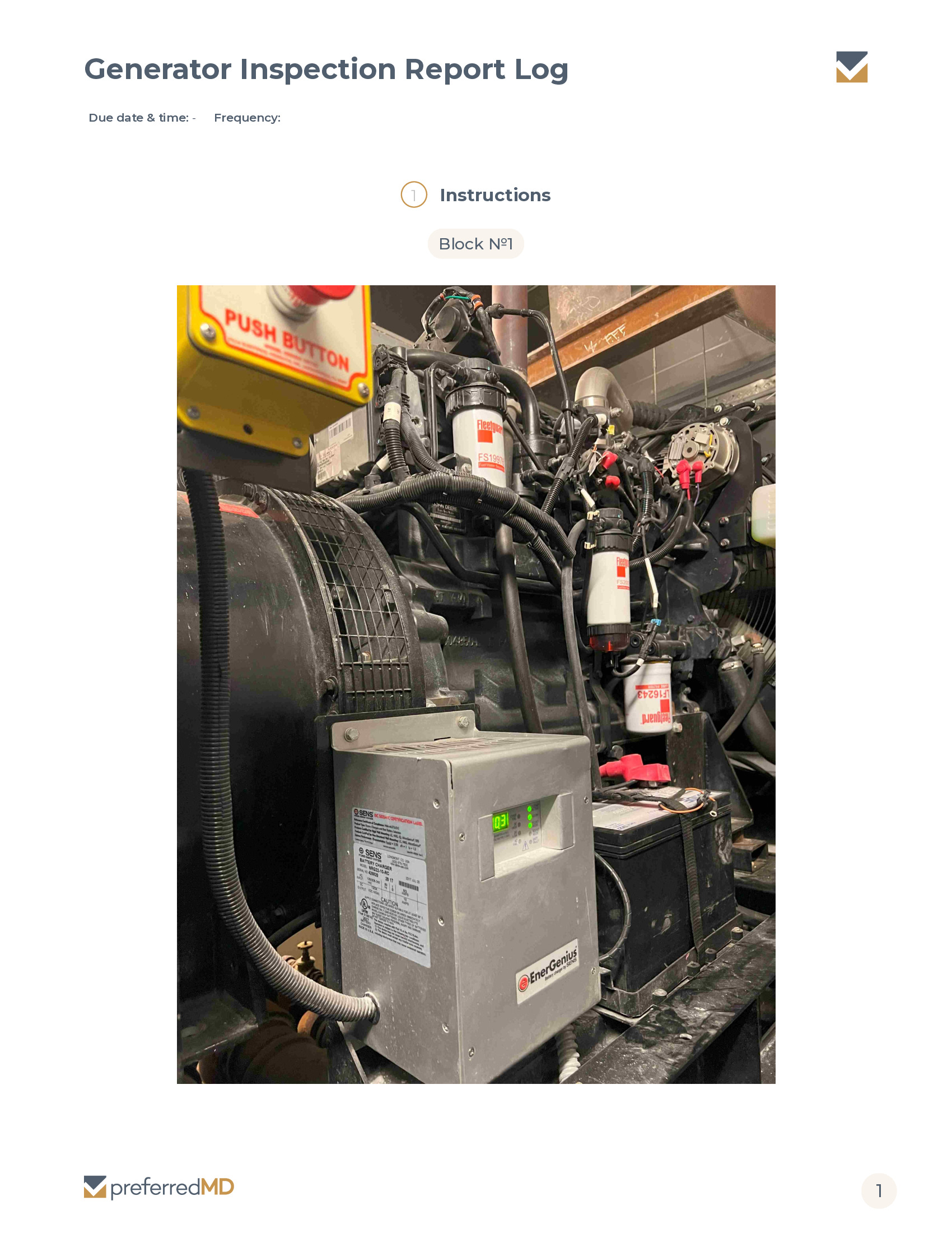 Generator Inspection Report Log template PDF