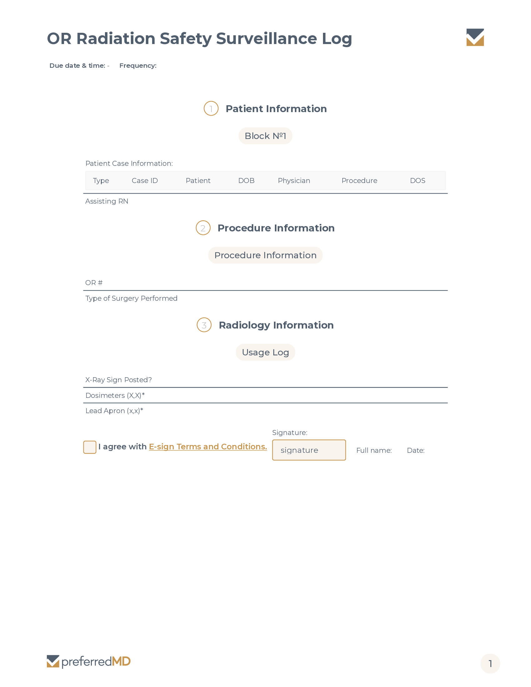 OR Radiation Safety Surveillance Log template PDF