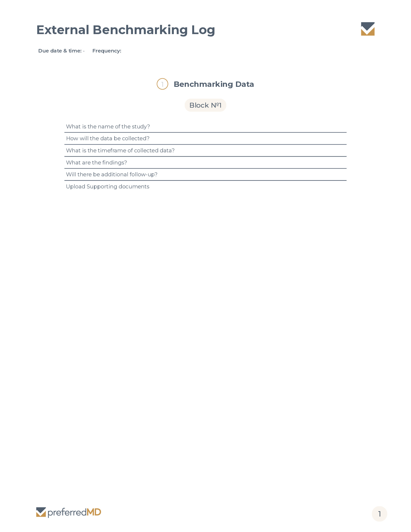 External Benchmarking Log template PDF