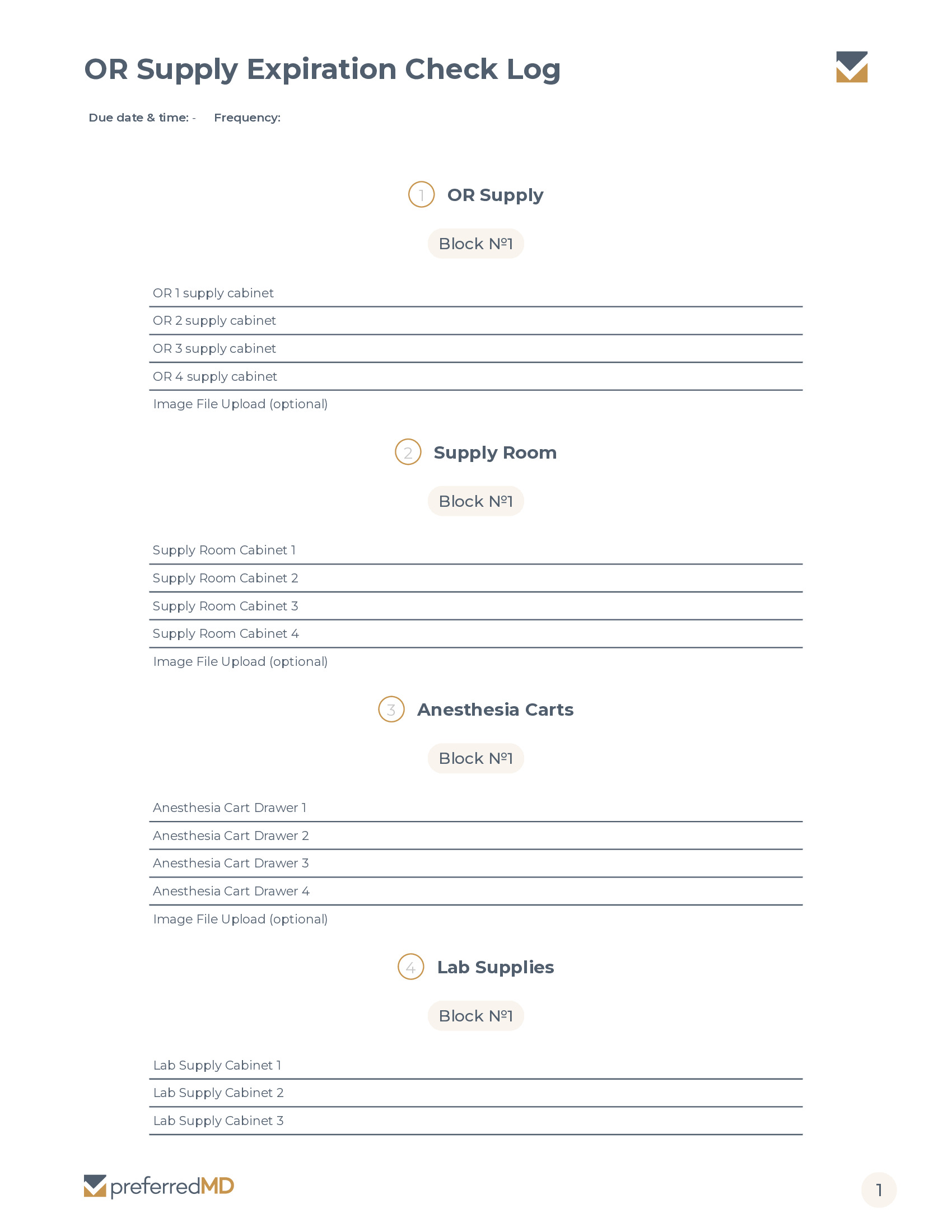 OR Supply Expiration Check Log template PDF