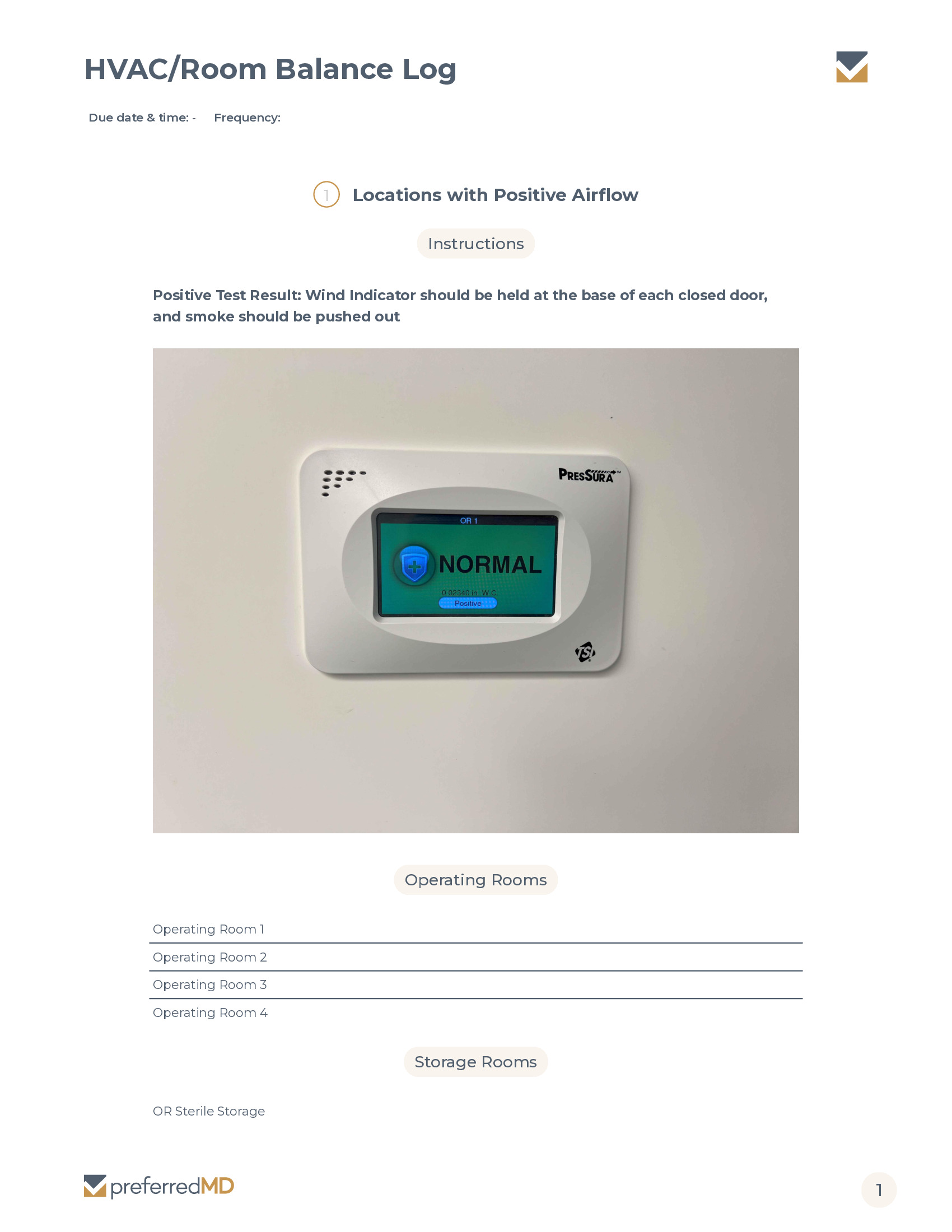 HVAC/Room Balance Log template PDF