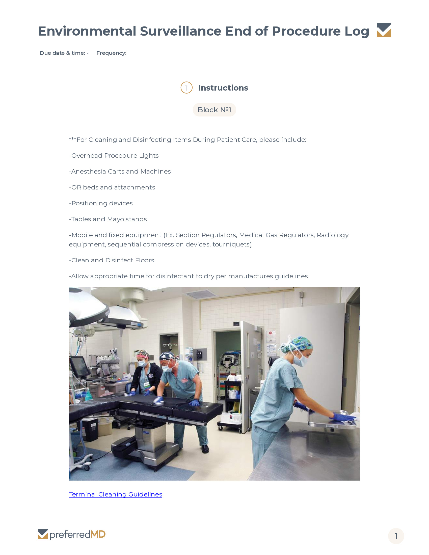 Environmental Surveillance End of Procedure Log template PDF