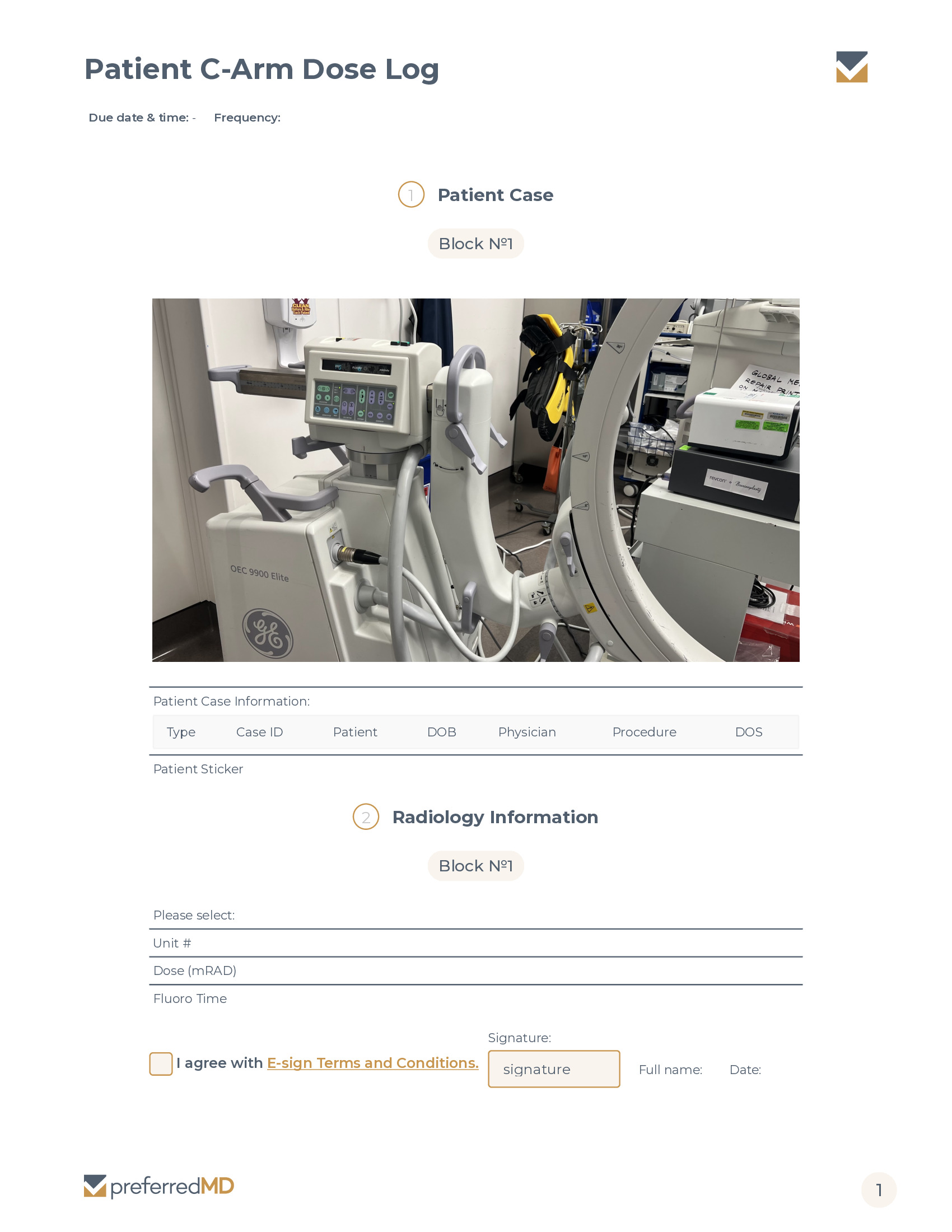 Patient C-Arm Dose Log template PDF