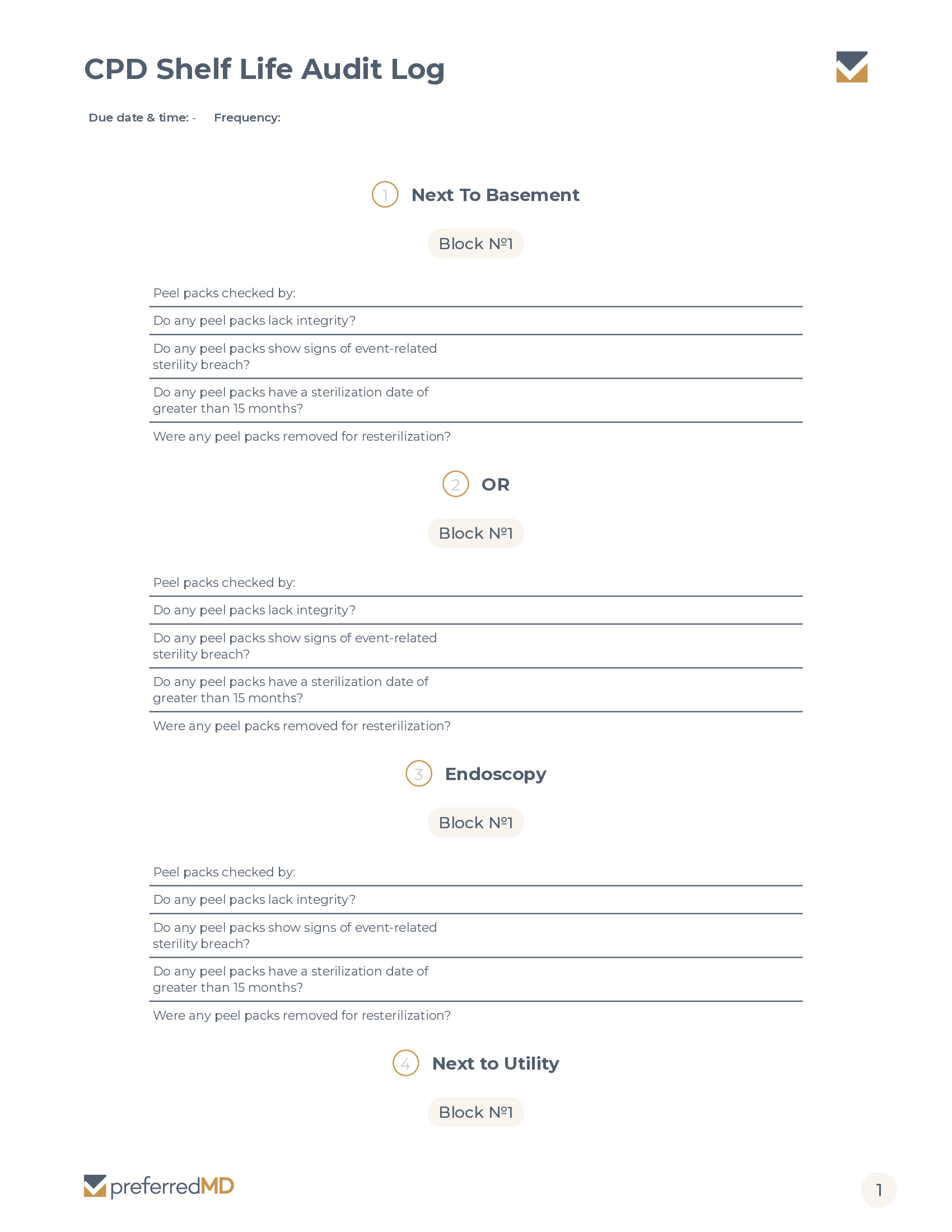 Shelf Life Audit Log template PDF