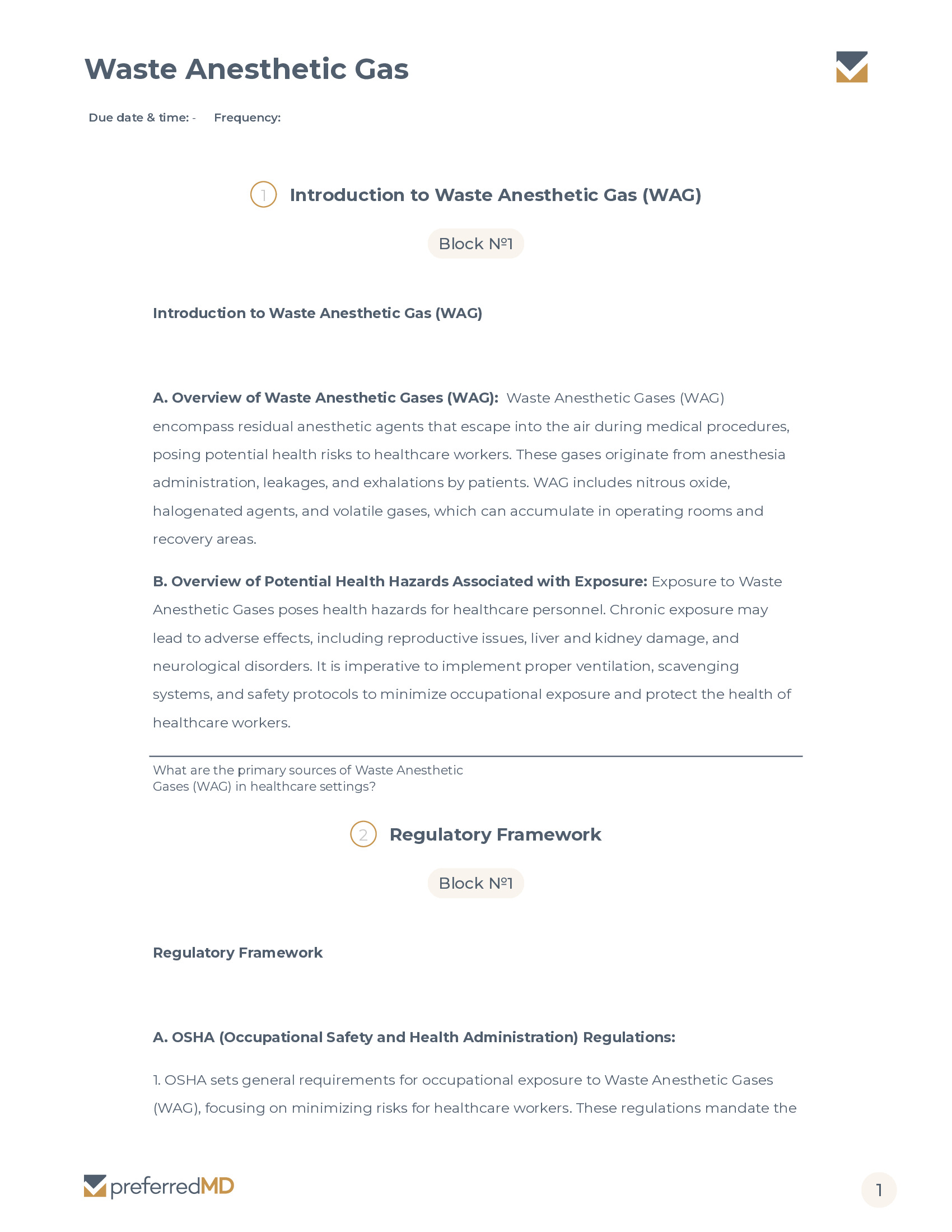Waste Anesthetic  Gas template PDF