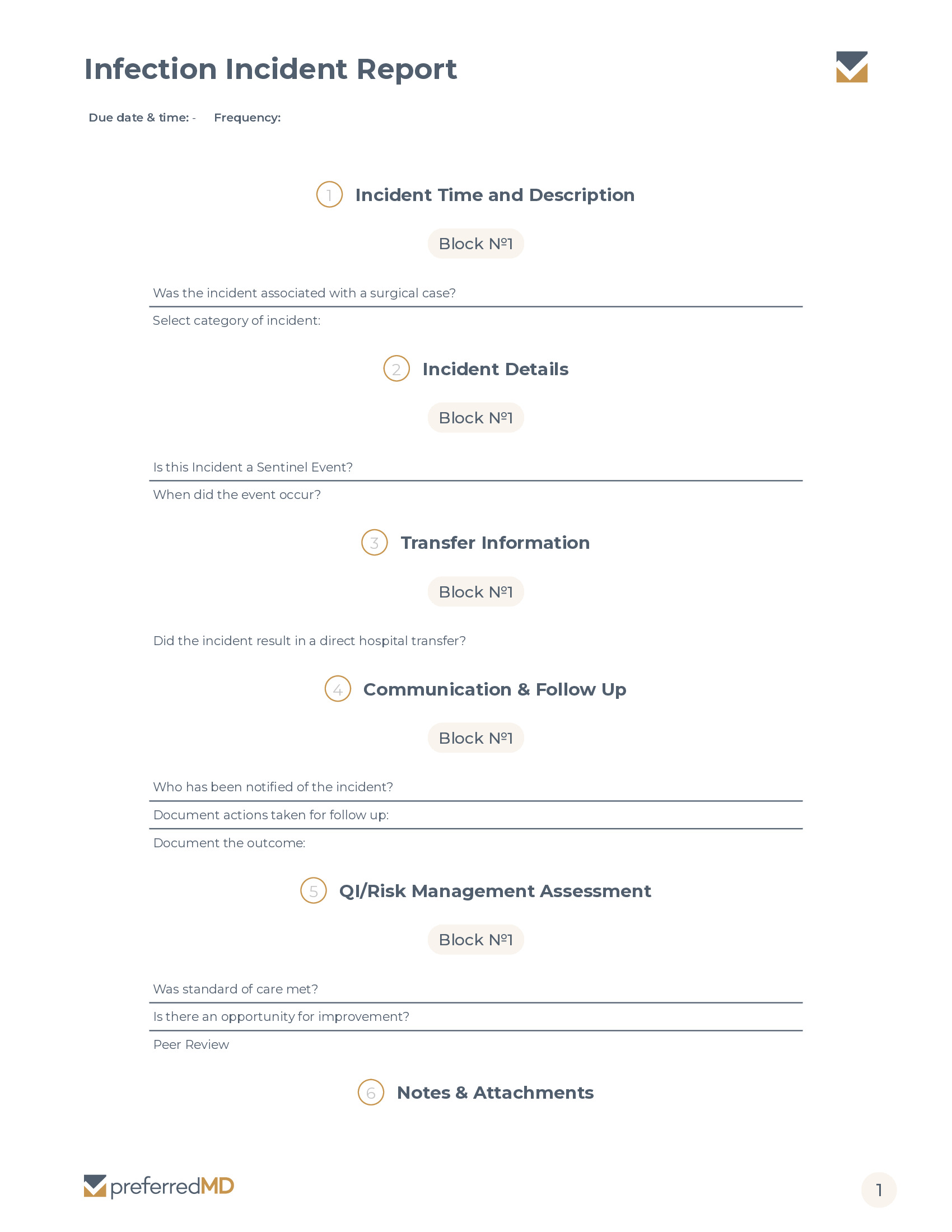 Infection Incident Report template PDF