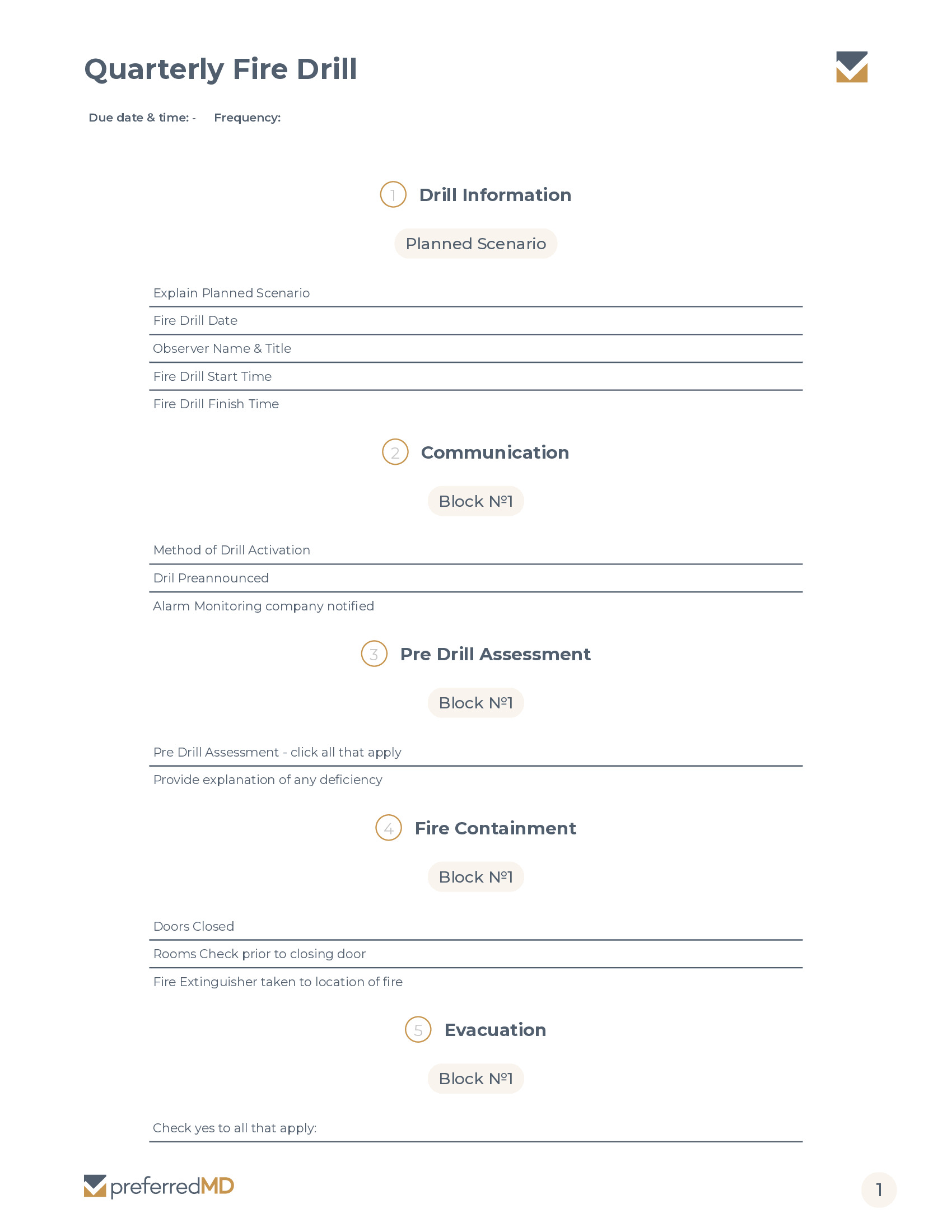 Quarterly Fire Drill template PDF