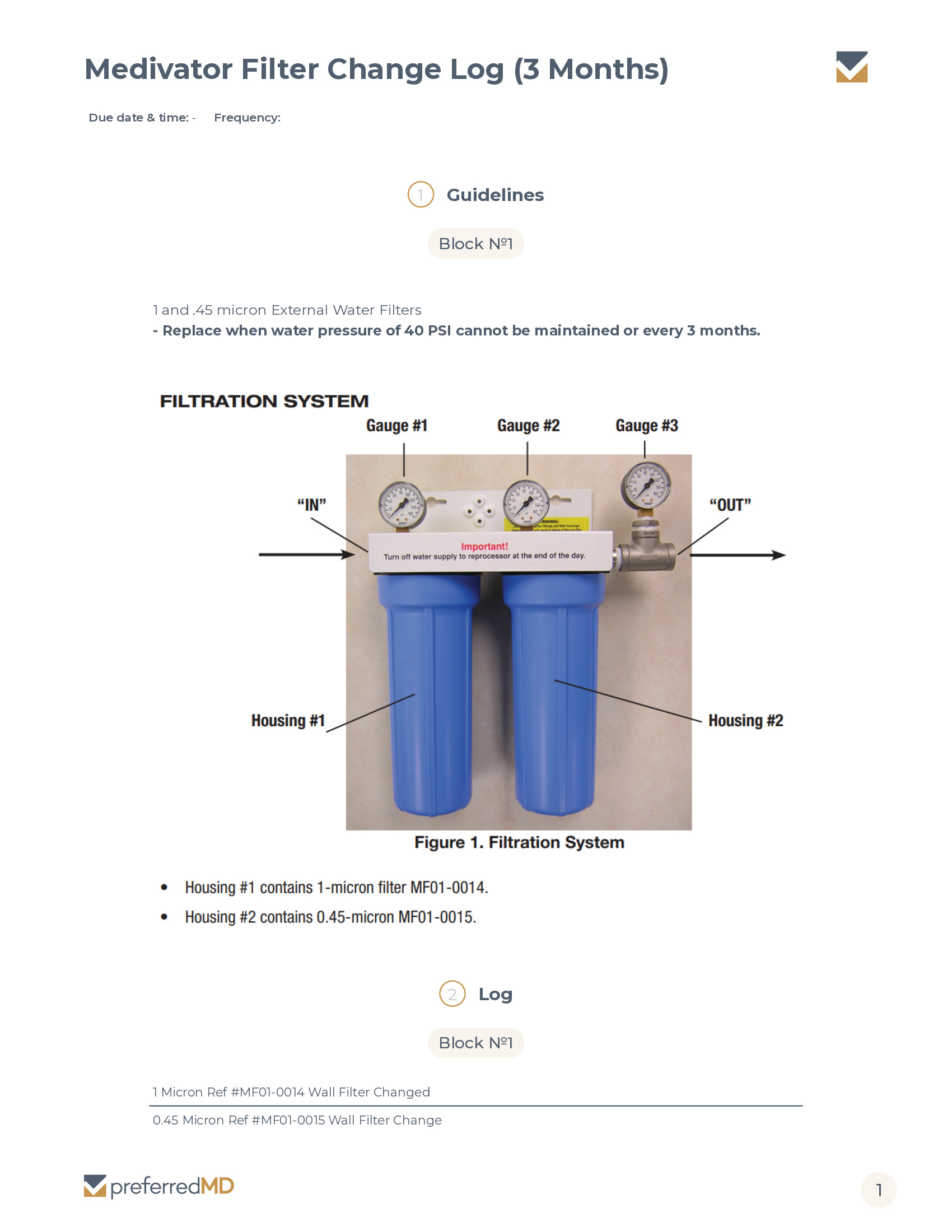 Medivator Filter Change Quarterly Log template PDF